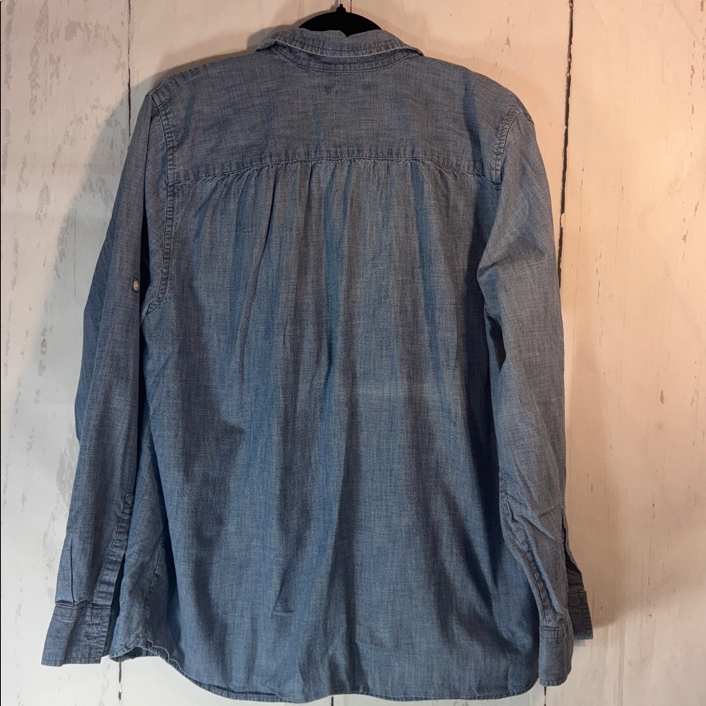 Lands' End Light Blue Denim Casual Button pullover button collar shirt - Picture 6 of 6